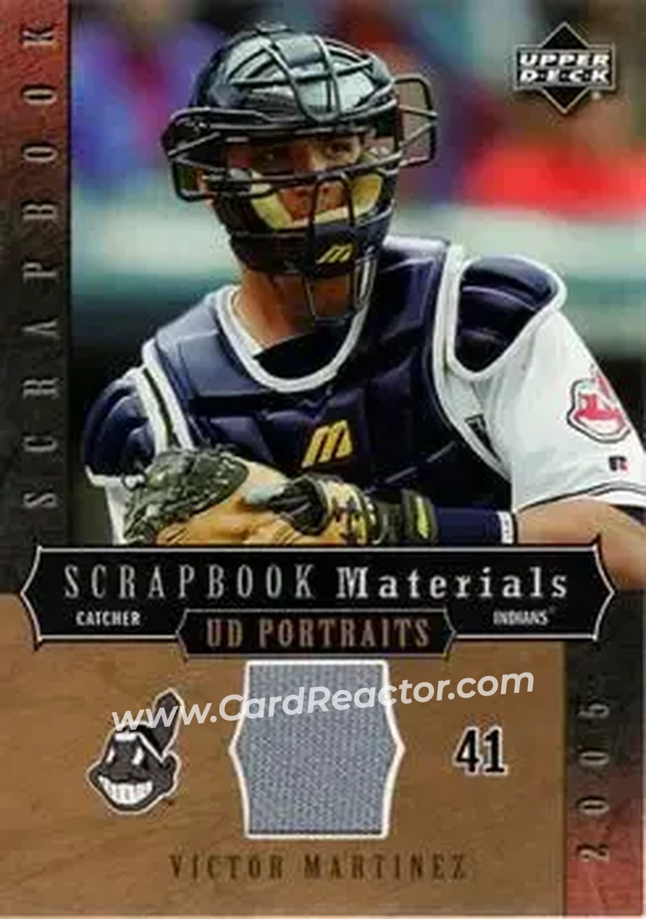 2005 Upper Deck Portraits - Scrapbook Materials #SM-VM - Victor Martinez - Cleveland Indians - Front 2005 Upper Deck Portraits - Scrapbook Materials #SM-VM - Victor Martinez - Cleveland Indians - Front
