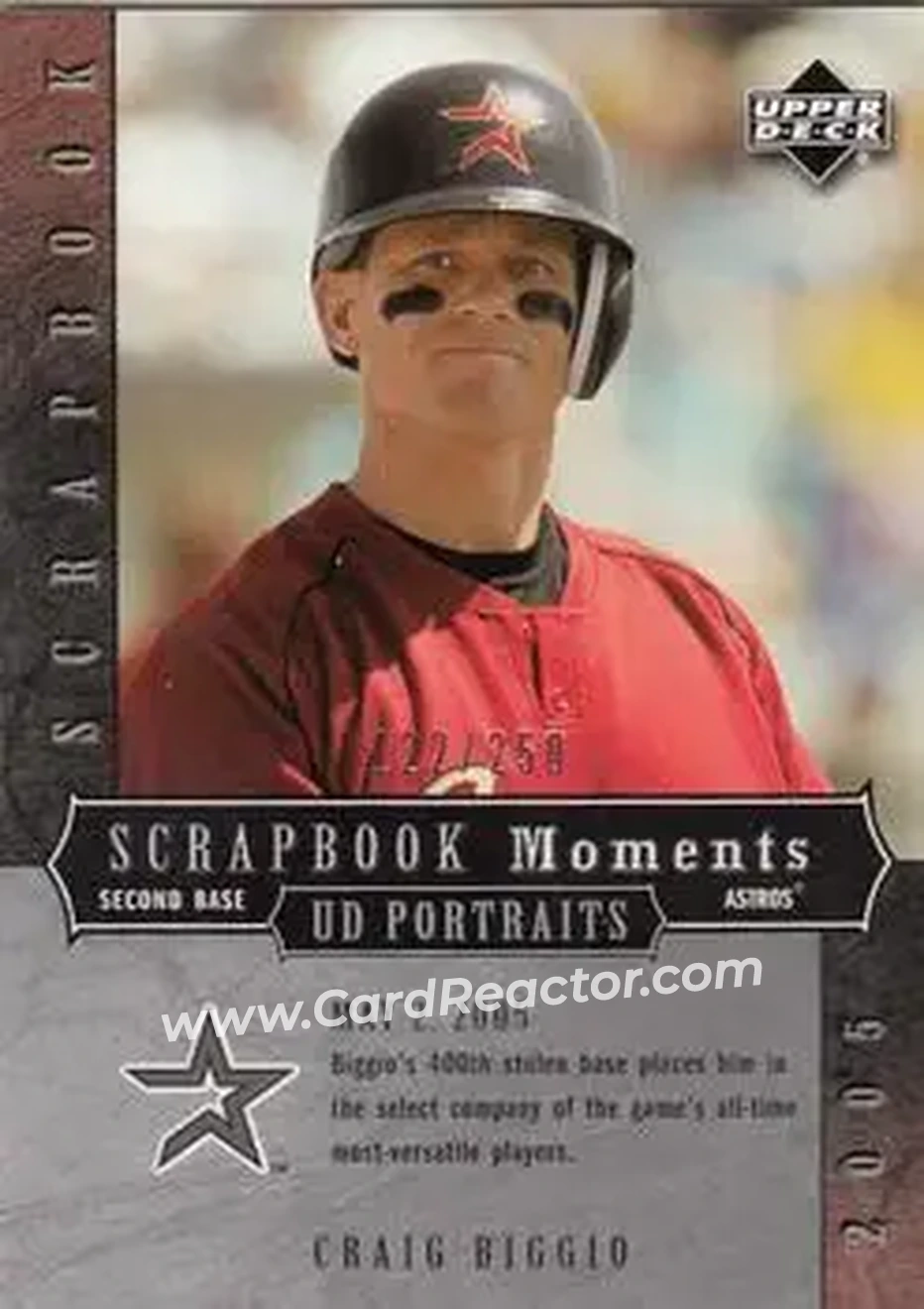 2005 Upper Deck Portraits - Scrapbook Moments #SM-BI - Craig Biggio - Houston Astros - Front