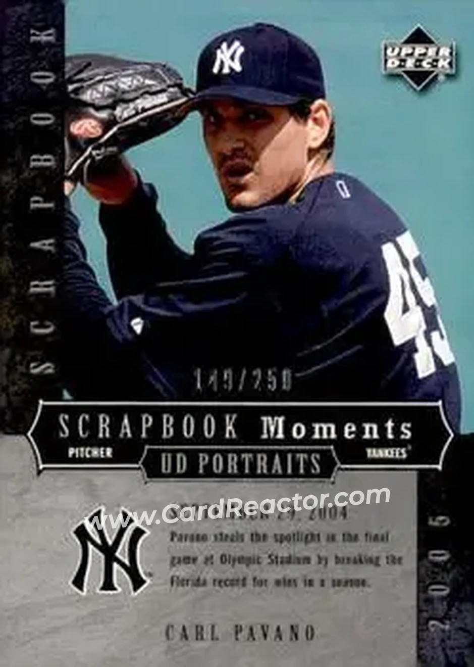 2005 Upper Deck Portraits - Scrapbook Moments #SM-CP - Carl Pavano - New York Yankees - Front