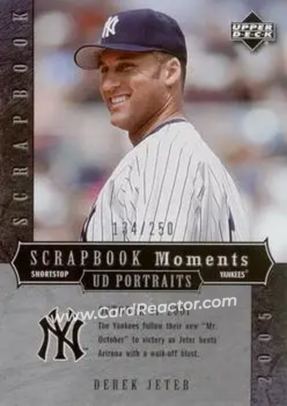 2005 Upper Deck Portraits - Scrapbook Moments #SM-DJ - Derek Jeter - New York Yankees - Front 2005 Upper Deck Portraits - Scrapbook Moments #SM-DJ - Derek Jeter - New York Yankees - Front