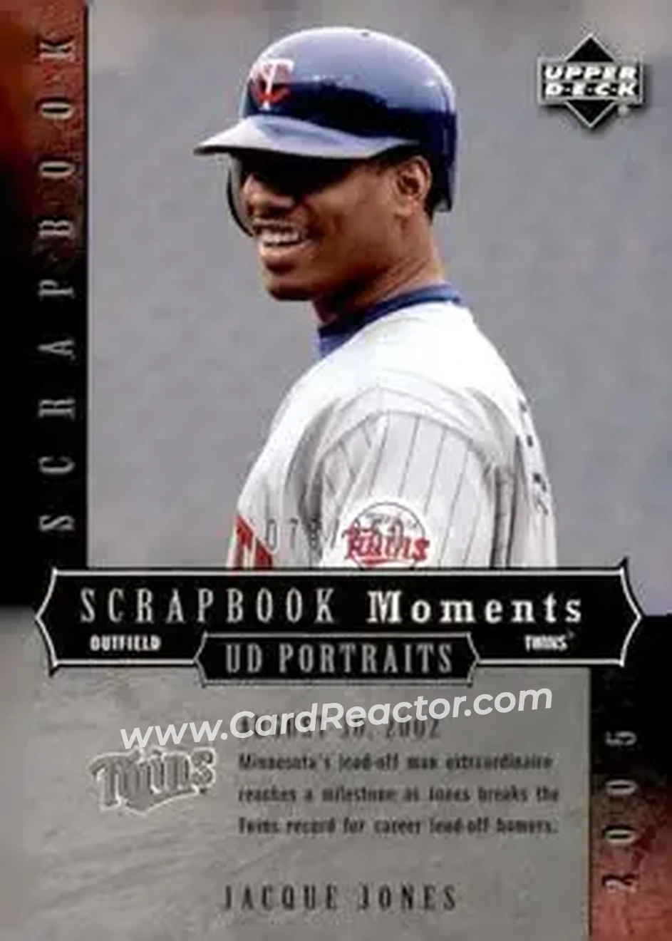2005 Upper Deck Portraits - Scrapbook Moments #SM-JJ - Jacque Jones - Minnesota Twins - Front