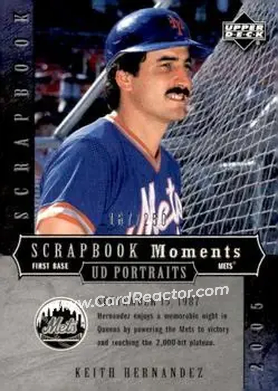 2005 Upper Deck Portraits - Scrapbook Moments #SM-KH - Keith Hernandez - New York Mets - Front