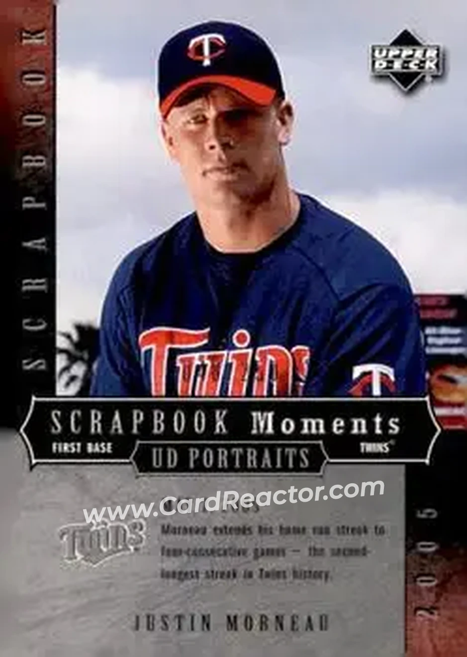 2005 Upper Deck Portraits - Scrapbook Moments #SM-MO - Justin Morneau - Minnesota Twins - Front