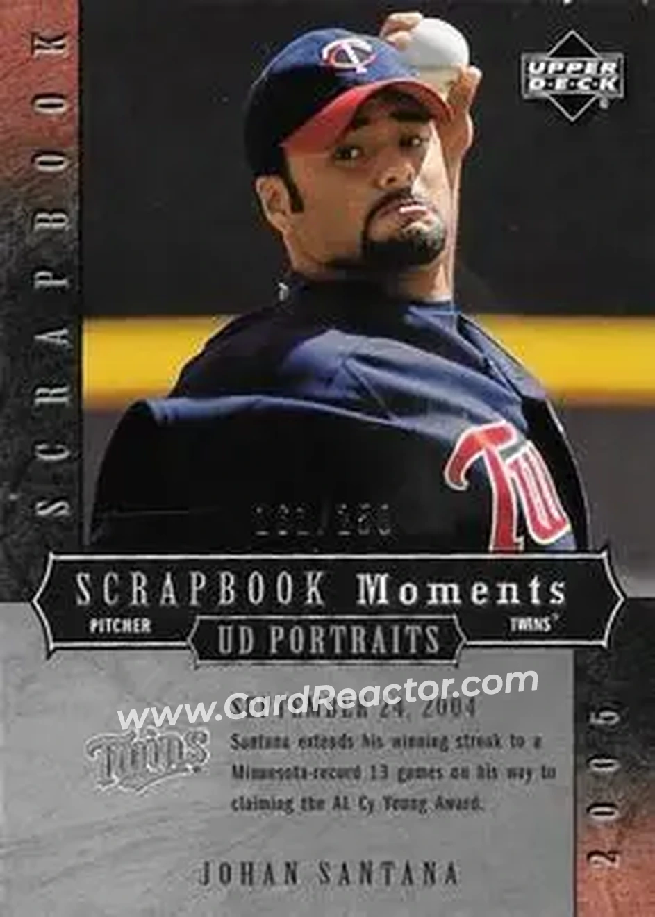 2005 Upper Deck Portraits - Scrapbook Moments #SM-SA - Johan Santana - Minnesota Twins - Front