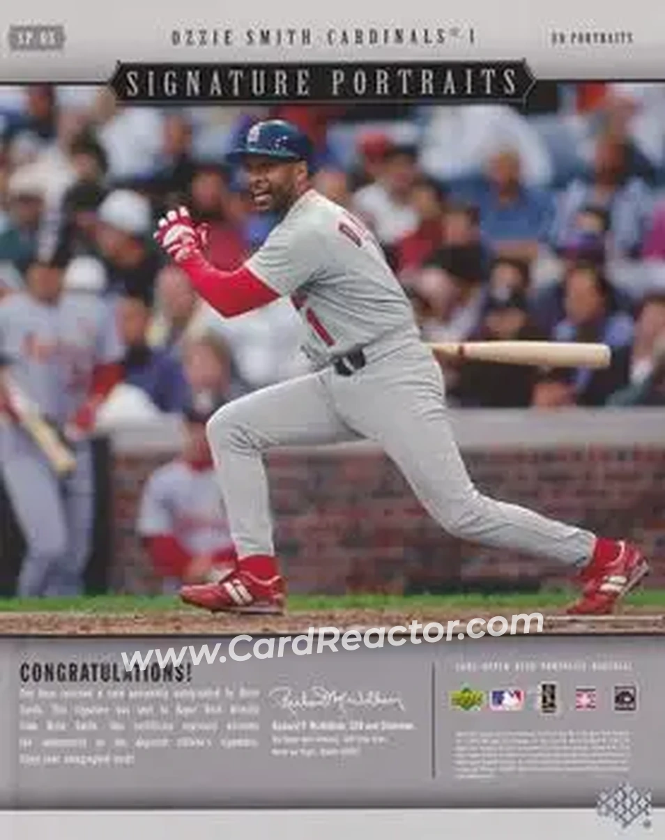2005 Upper Deck Portraits - Signature Portraits Auto 8 x 10 #SP-OS - Ozzie Smith - St. Louis Cardinals - Back