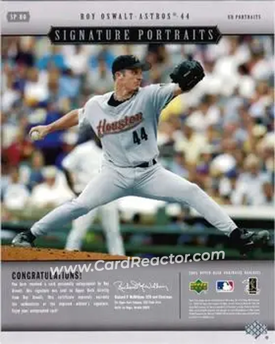 2005 Upper Deck Portraits - Signature Portraits Auto 8 x 10 #SP-RO - Roy Oswalt - Houston Astros - Back