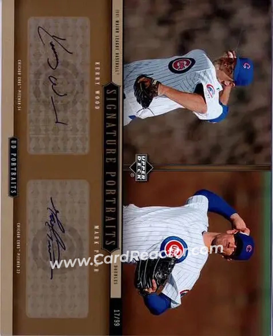 2005 Upper Deck Portraits - Signature Portraits Auto Dual 8 x 10 #WP - Kerry Wood - Mark Prior AU, SN99 - Chicago Cubs - Chicago Cubs - Front