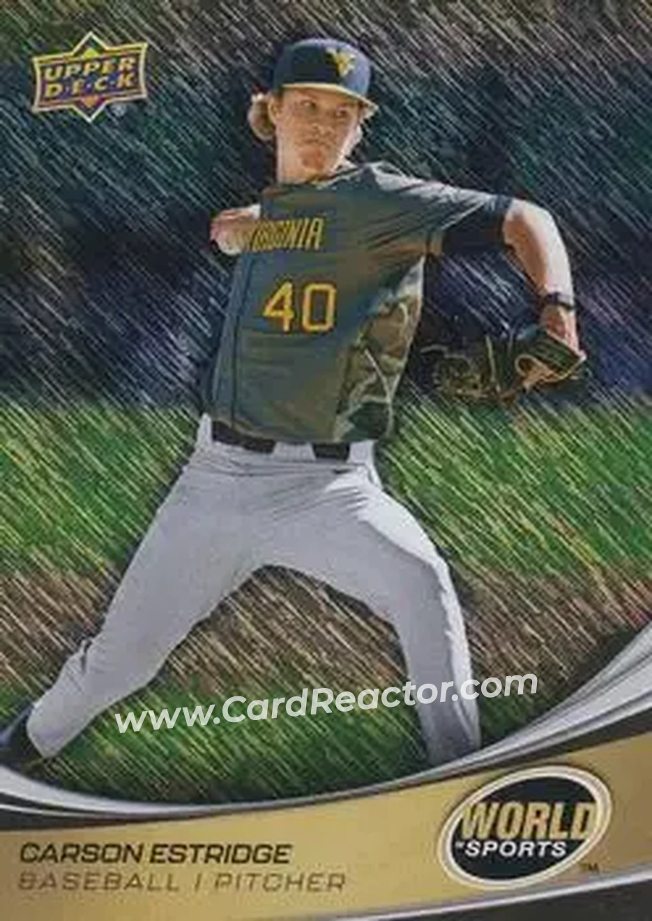 2026 Upper Deck World of Sports Volume II - Storm Zone Foilboard #17 - Carson Estridge - West Virginia Mountaineers - Front