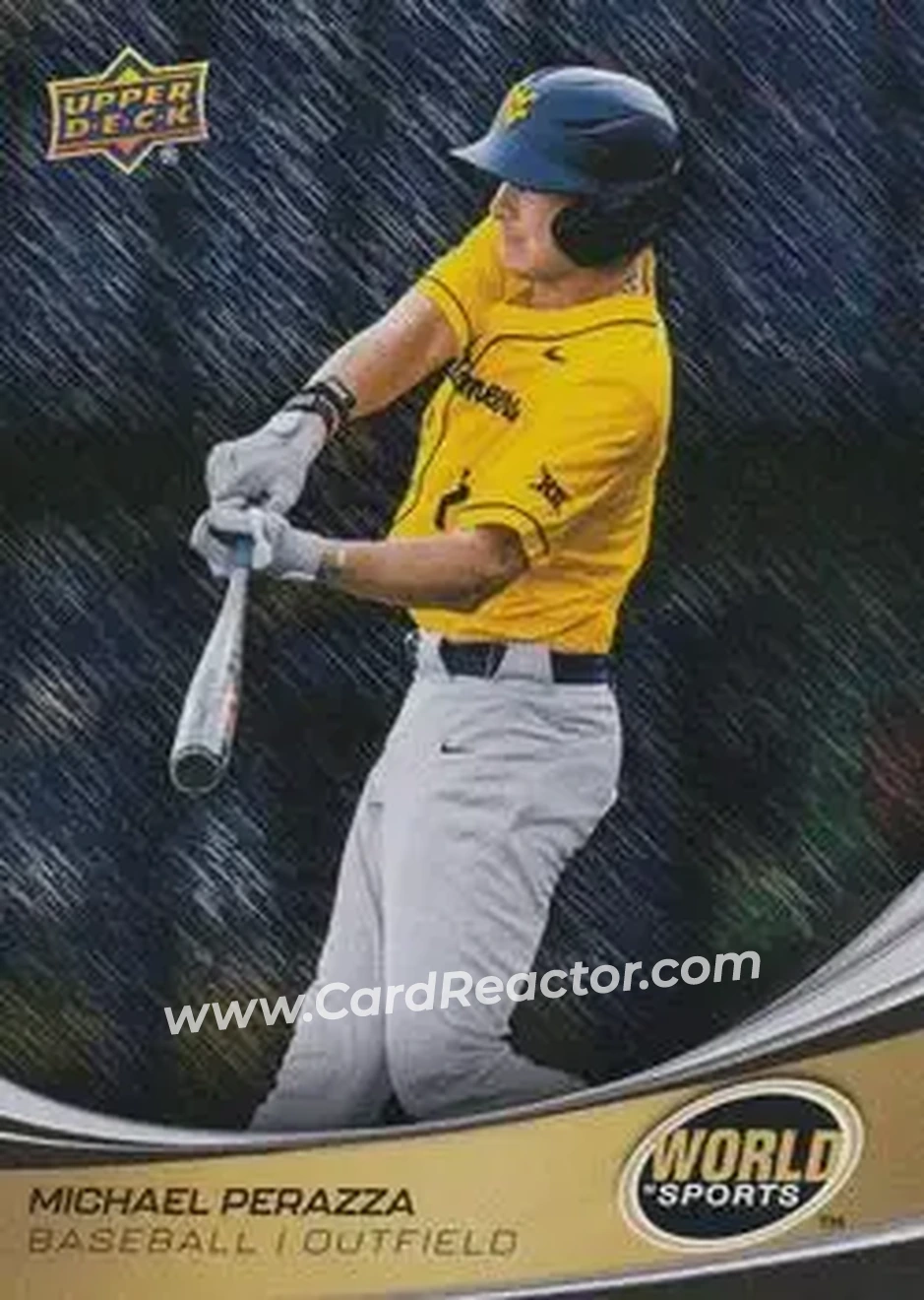 2026 Upper Deck World of Sports Volume II - Storm Zone Foilboard #19 - Michael Perazza - West Virginia Mountaineers - Front