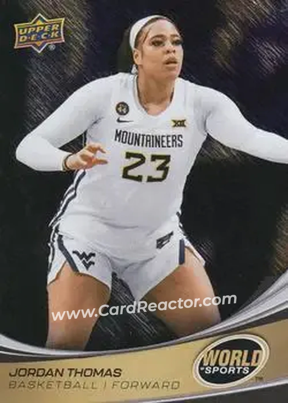 2026 Upper Deck World of Sports Volume II - Storm Zone Foilboard #211 - Jordan Thomas - West Virginia Mountaineers - Front