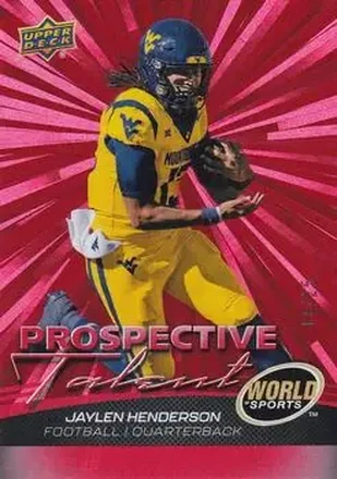 2026 Upper Deck World of Sports Volume II - Prospective Talent Outburst Red Foilboard #324 - Jaylen Henderson - West Virginia Mountaineers