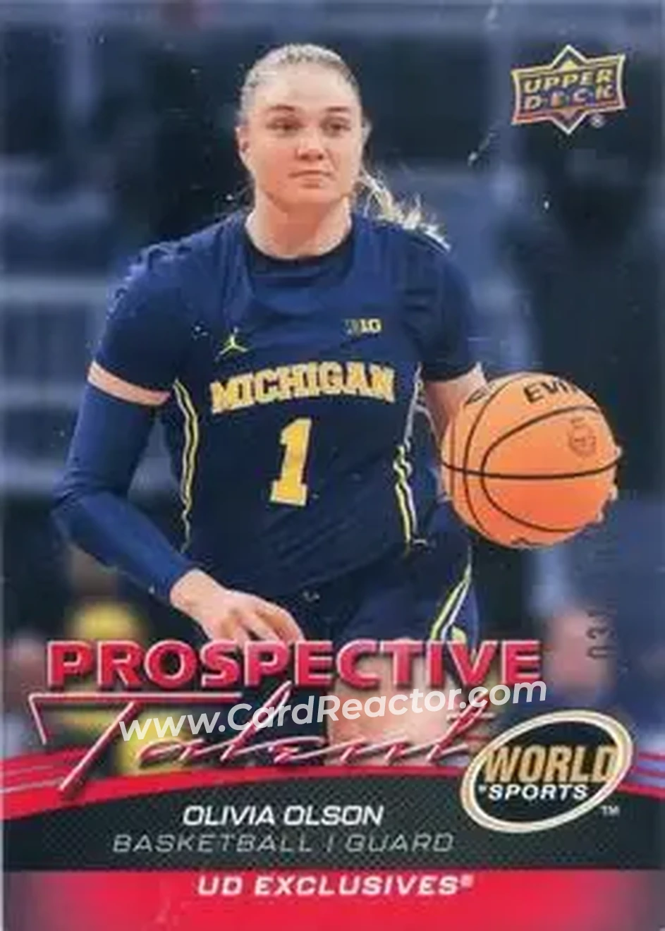 2026 Upper Deck World of Sports Volume II - Prospective Talent UD Exclusives #311 - Olivia Olson - Michigan Wolverines - Front 2026 Upper Deck World of Sports Volume II - Prospective Talent UD Exclusives #311 - Olivia Olson - Michigan Wolverines - Front