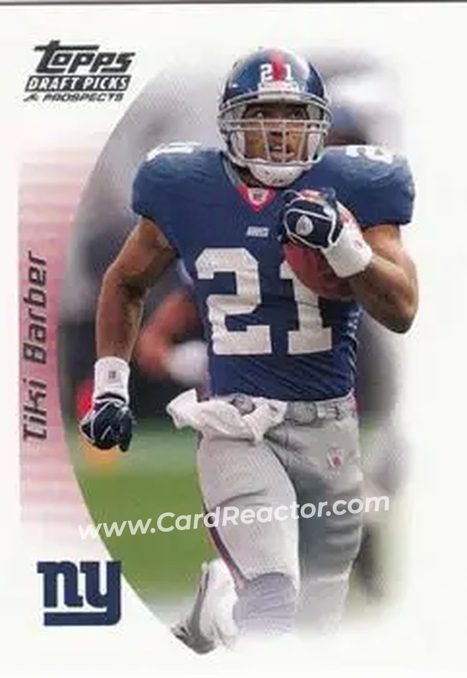 2005 Topps Draft Picks & Prospects #9 - Tiki Barber - New York Giants - Front 2005 Topps Draft Picks & Prospects #9 - Tiki Barber - New York Giants - Front