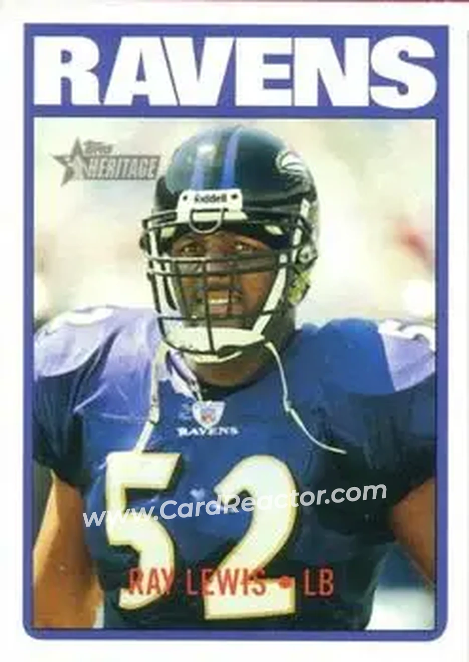 2005 Topps Heritage #8 - Ray Lewis - Baltimore Ravens - Front 2005 Topps Heritage #8 - Ray Lewis - Baltimore Ravens - Front