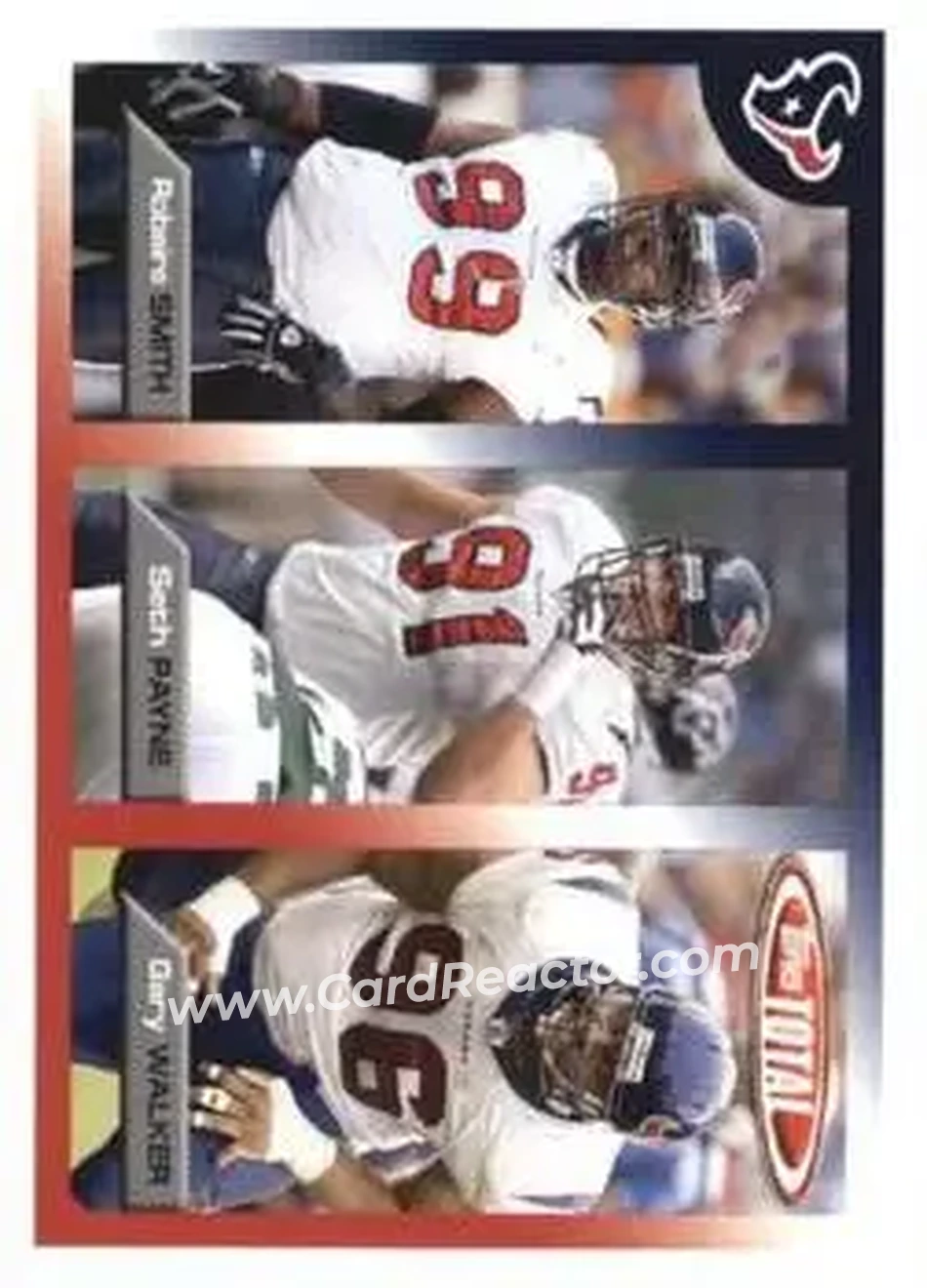 2005 Topps Total #9 - Gary Walker - Seth Payne - Robaire Smith - Houston Texans - Houston Texans - Front 2005 Topps Total #9 - Gary Walker - Seth Payne - Robaire Smith - Houston Texans - Houston Texans - Front