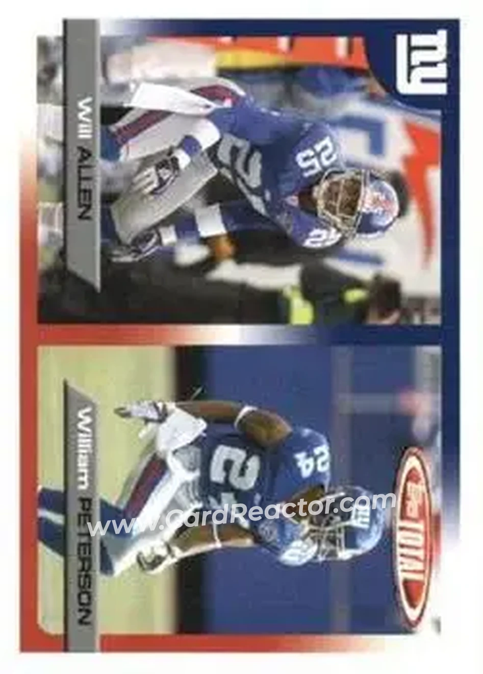 2005 Topps Total #26 - Will Peterson - Will Allen - New York Giants - New York Giants - Front