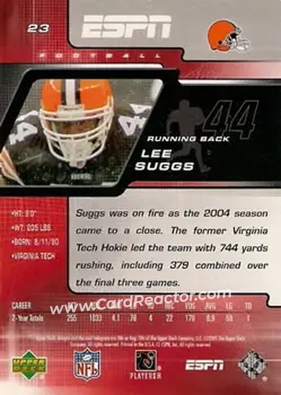 2005 Upper Deck ESPN #23 - Lee Suggs - Cleveland Browns - Back