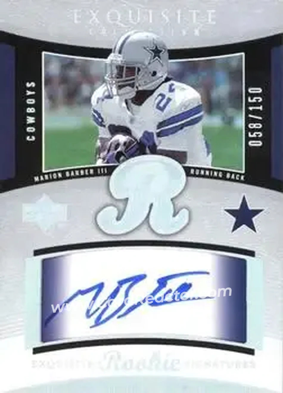 2005 Upper Deck Exquisite Collection #45 - Marion Barber - Dallas Cowboys - Front 2005 Upper Deck Exquisite Collection #45 - Marion Barber - Dallas Cowboys - Front