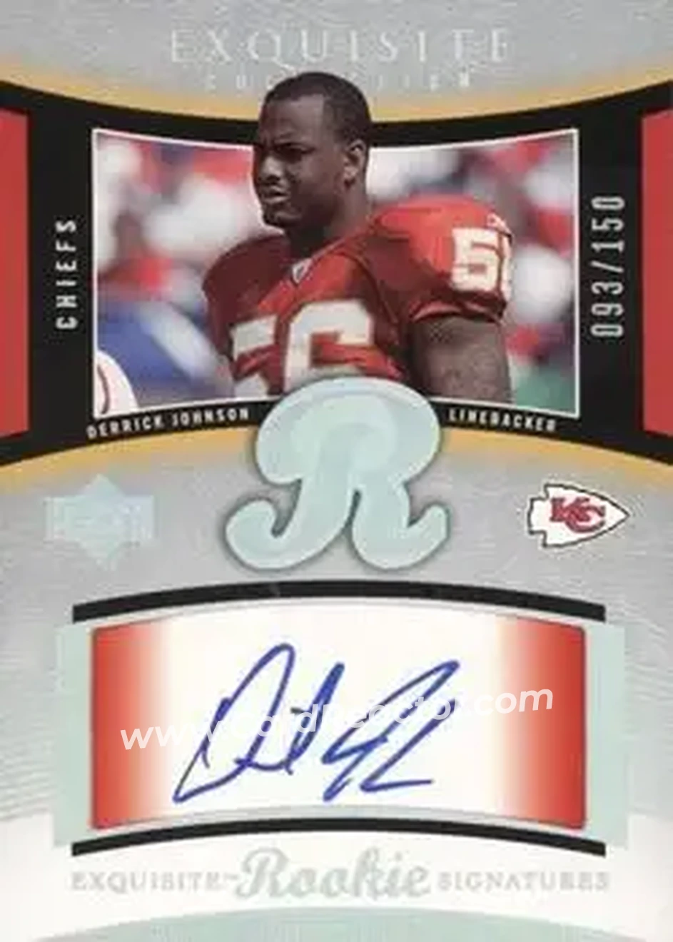 2005 Upper Deck Exquisite Collection #53 - Derrick Johnson - Kansas City Chiefs - Front