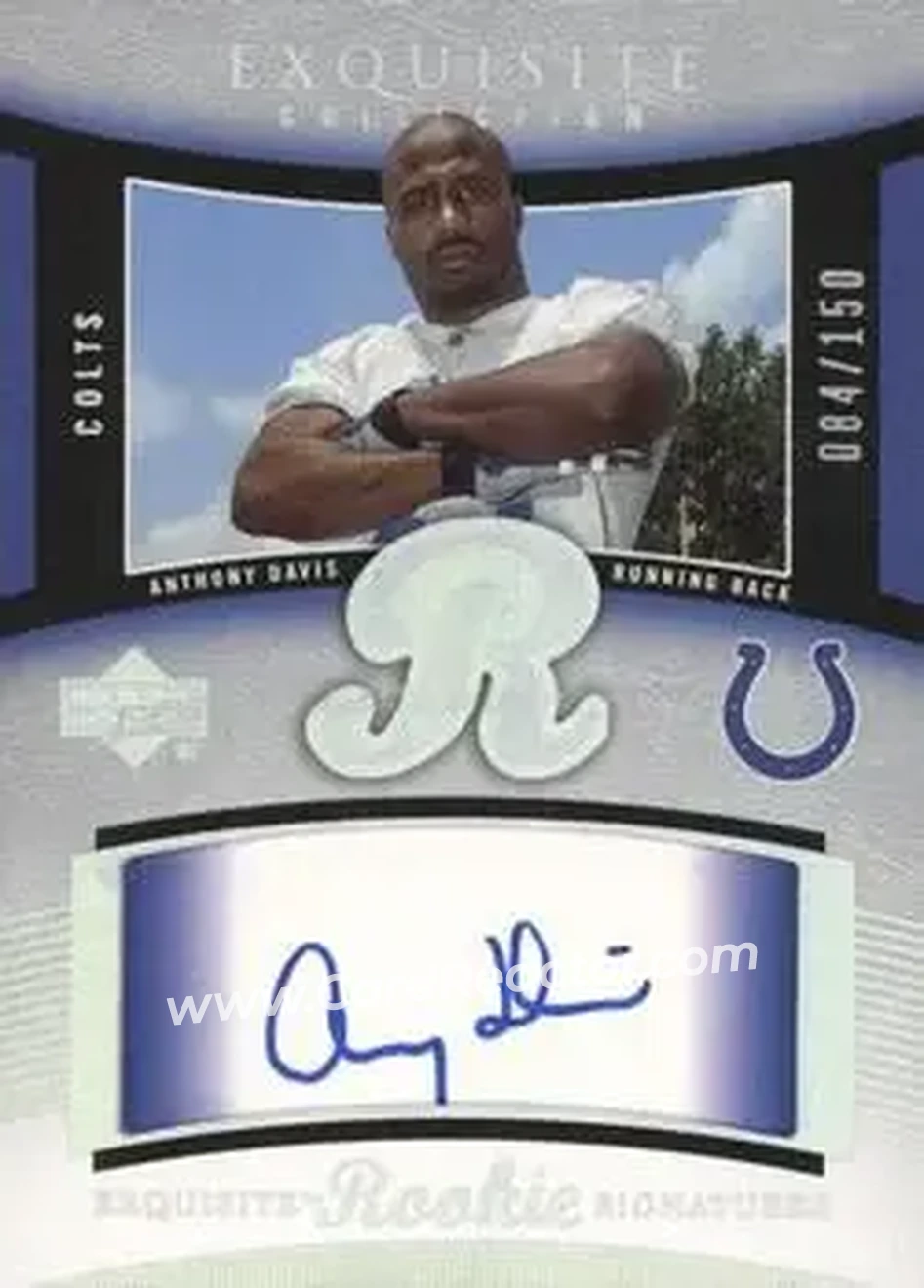 2005 Upper Deck Exquisite Collection #57 - Anthony Davis - Indianapolis Colts - Front 2005 Upper Deck Exquisite Collection #57 - Anthony Davis - Indianapolis Colts - Front