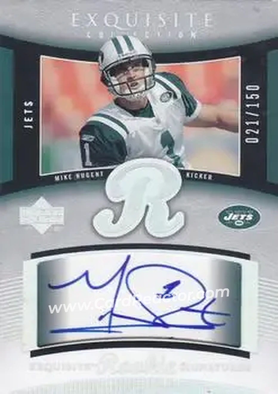 2005 Upper Deck Exquisite Collection #65 - Mike Nugent - New York Jets - Front 2005 Upper Deck Exquisite Collection #65 - Mike Nugent - New York Jets - Front