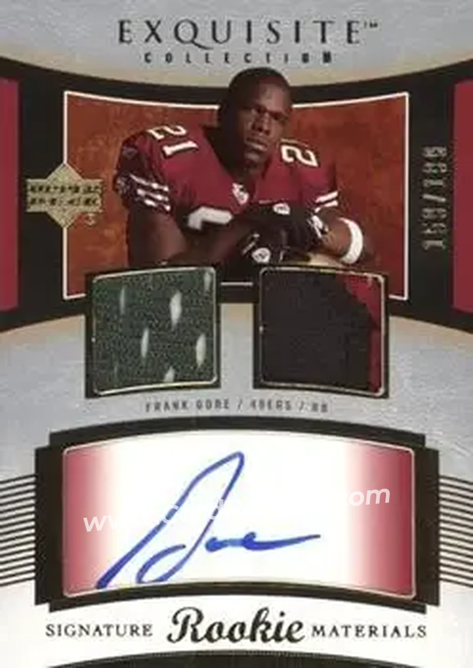 2005 Upper Deck Exquisite Collection #93 - Frank Gore - San Francisco 49ers - Front 2005 Upper Deck Exquisite Collection #93 - Frank Gore - San Francisco 49ers - Front