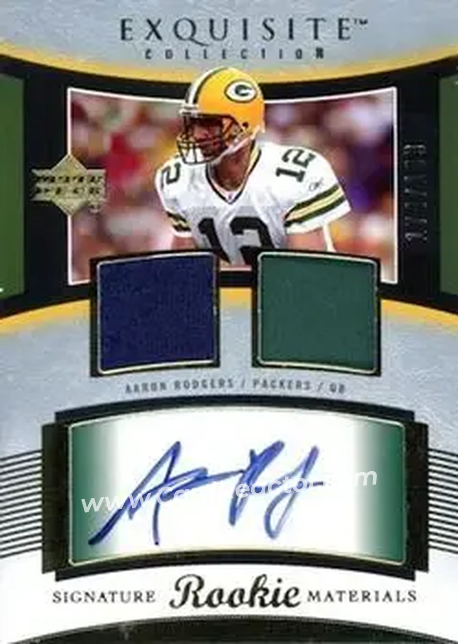 2005 Upper Deck Exquisite Collection #106 - Aaron Rodgers - Green Bay Packers - Front 2005 Upper Deck Exquisite Collection #106 - Aaron Rodgers - Green Bay Packers - Front