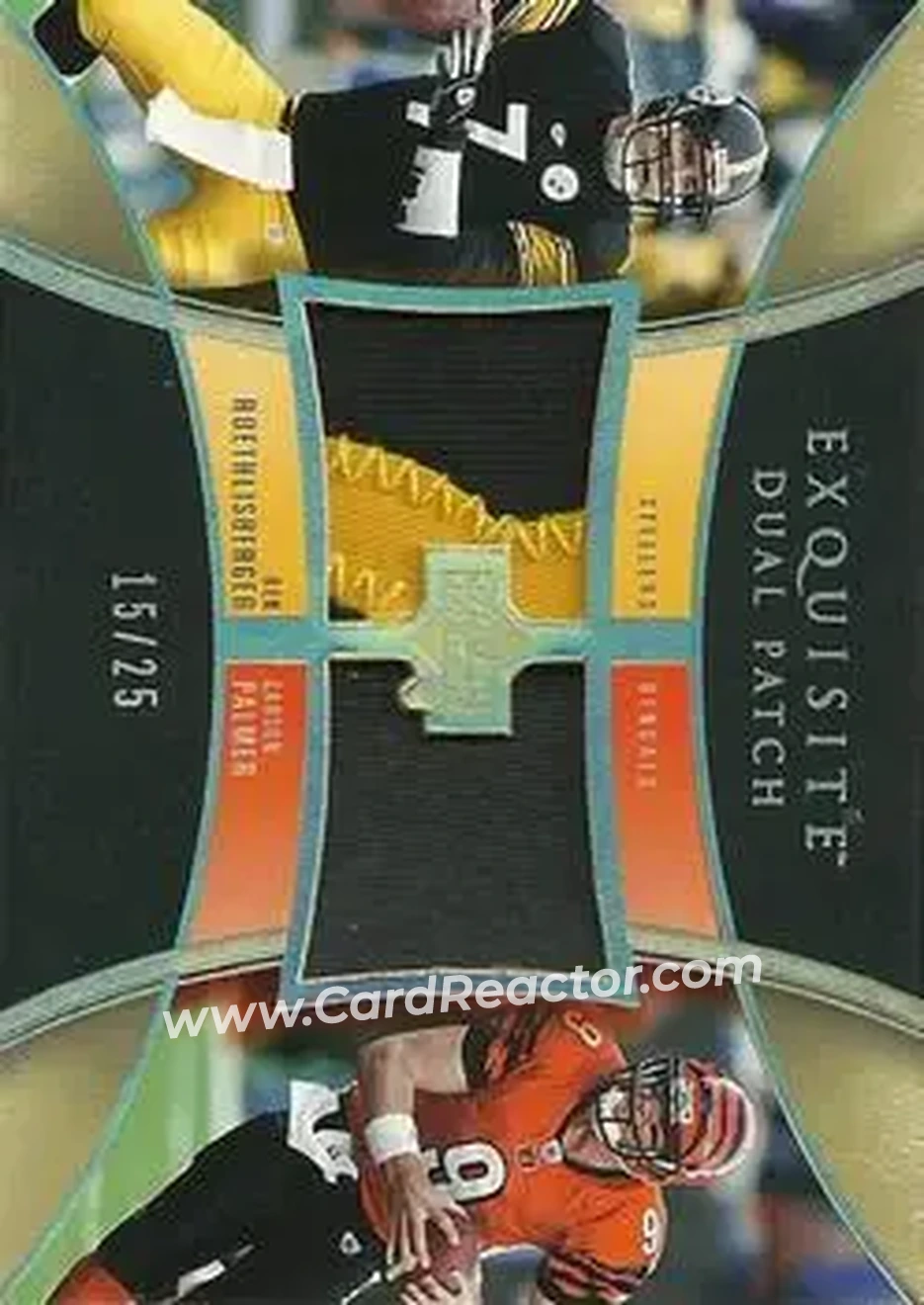 2005 Upper Deck Exquisite Collection - Patch Duals #E2P-RP - Ben Roethlisberger - Carson Palmer MEM, SN25 - Pittsburgh Steelers - Cincinnati Bengals - Front