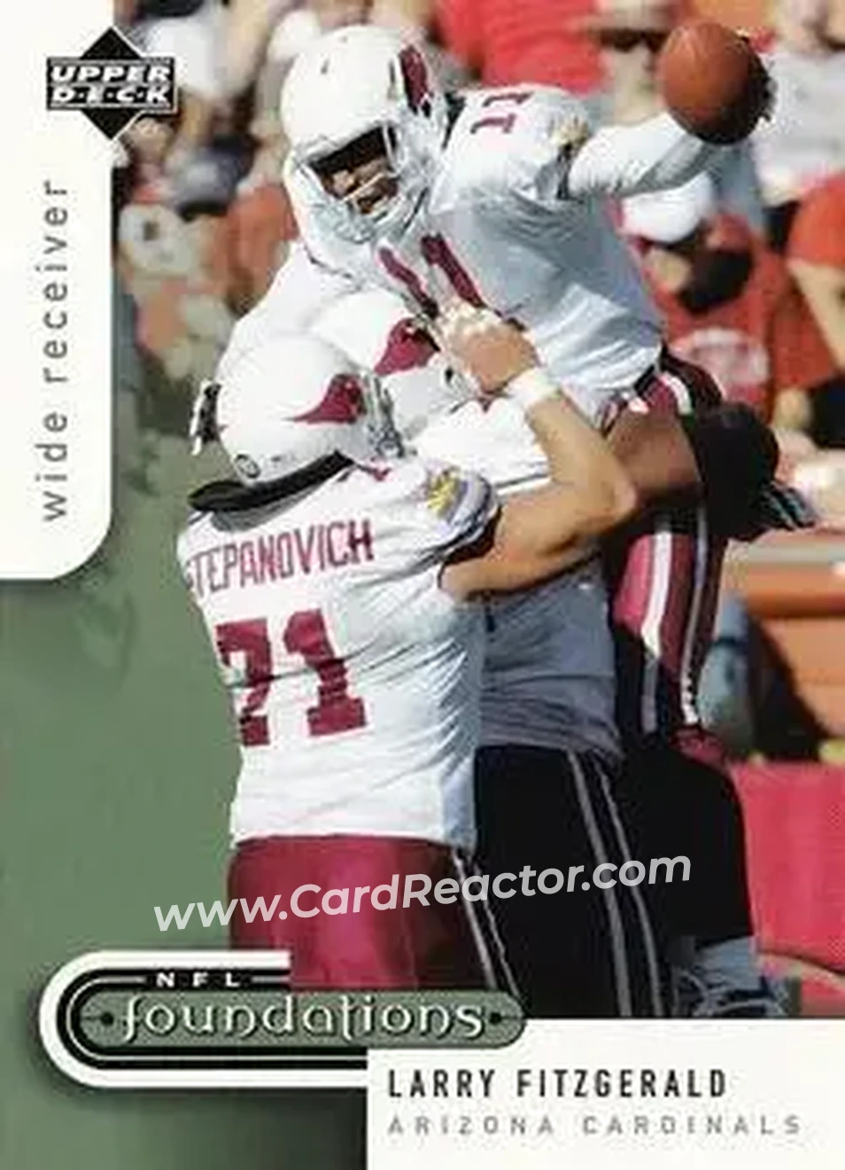 2005 Upper Deck Foundations #1 - Larry Fitzgerald - Arizona Cardinals - Front 2005 Upper Deck Foundations #1 - Larry Fitzgerald - Arizona Cardinals - Front