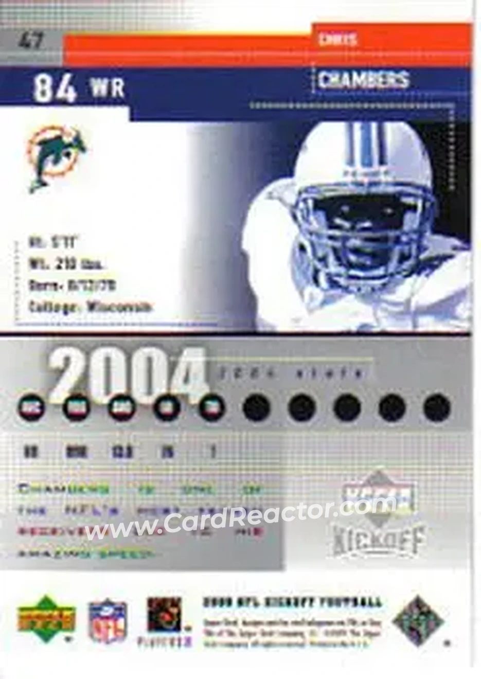 2005 Upper Deck Kickoff #47 - Chris Chambers - Miami Dolphins - Back