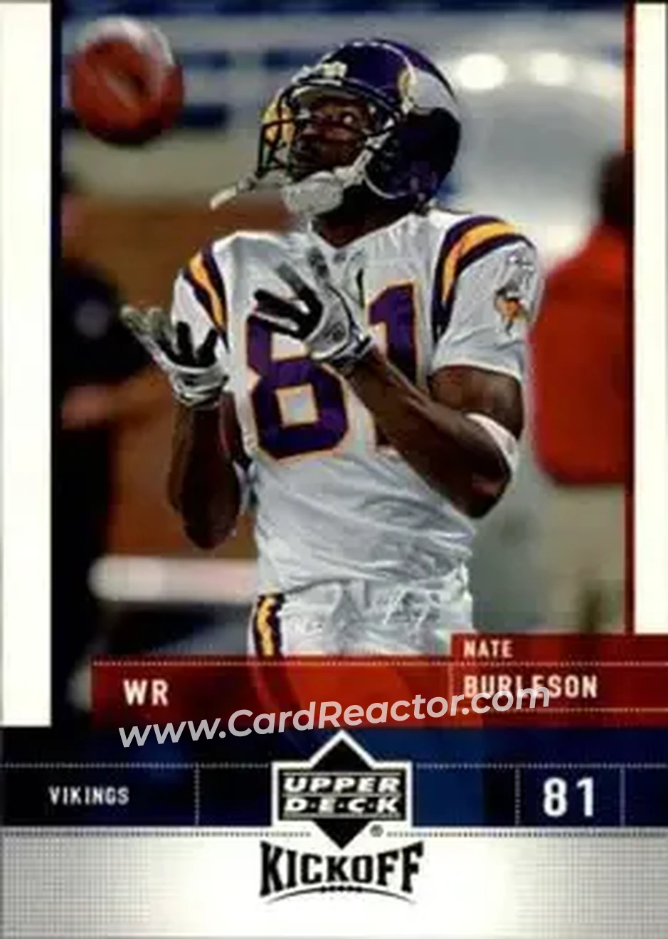 2005 Upper Deck Kickoff #51 - Nate Burleson - Minnesota Vikings - Front 2005 Upper Deck Kickoff #51 - Nate Burleson - Minnesota Vikings - Front