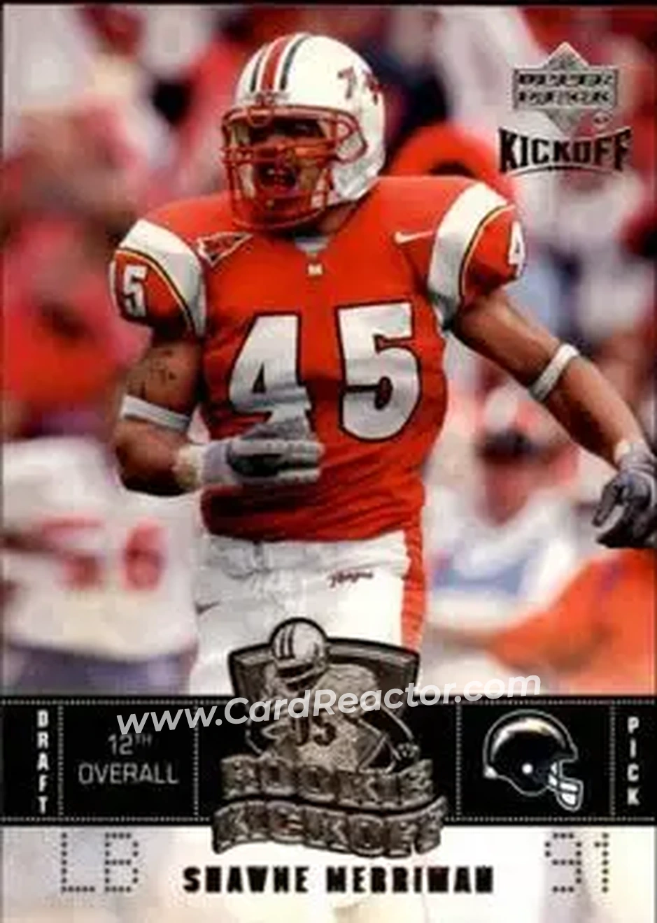 2005 Upper Deck Kickoff #121 - Shawne Merriman - San Diego Chargers - Front 2005 Upper Deck Kickoff #121 - Shawne Merriman - San Diego Chargers - Front