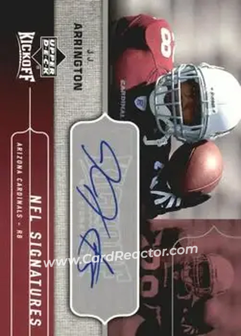2005 Upper Deck Kickoff - Autographs #KS-JA - J.J. Arrington - Arizona Cardinals - Front 2005 Upper Deck Kickoff - Autographs #KS-JA - J.J. Arrington - Arizona Cardinals - Front