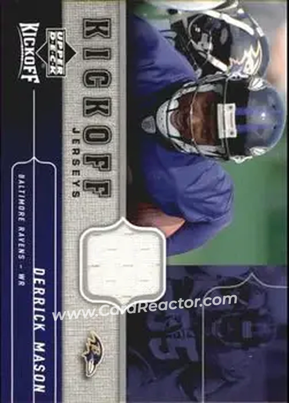 2005 Upper Deck Kickoff - Game Jerseys #KJ-DM - Derrick Mason - Baltimore Ravens - Front