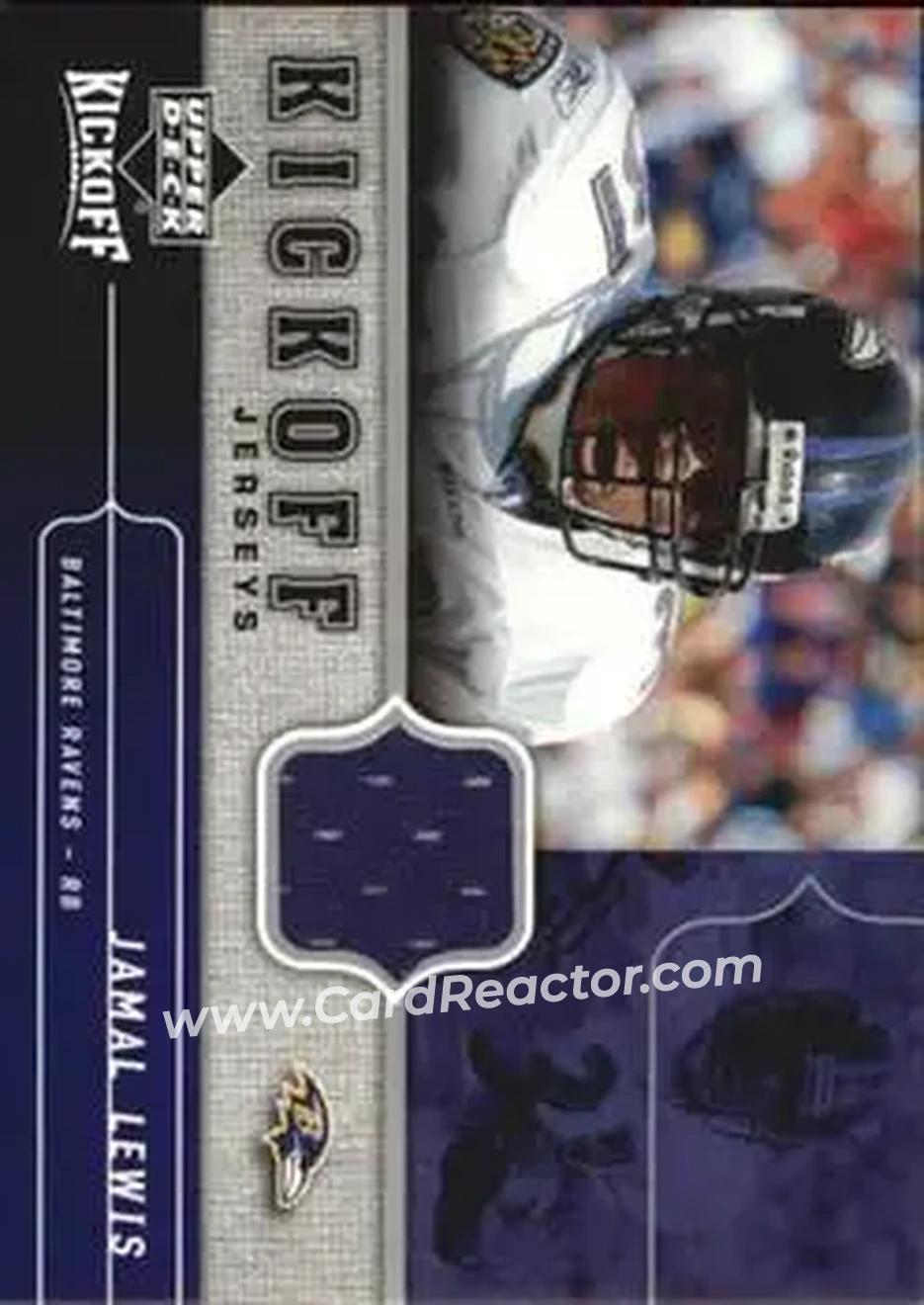2005 Upper Deck Kickoff - Game Jerseys #KJ-JL - Jamal Lewis - Baltimore Ravens - Front 2005 Upper Deck Kickoff - Game Jerseys #KJ-JL - Jamal Lewis - Baltimore Ravens - Front