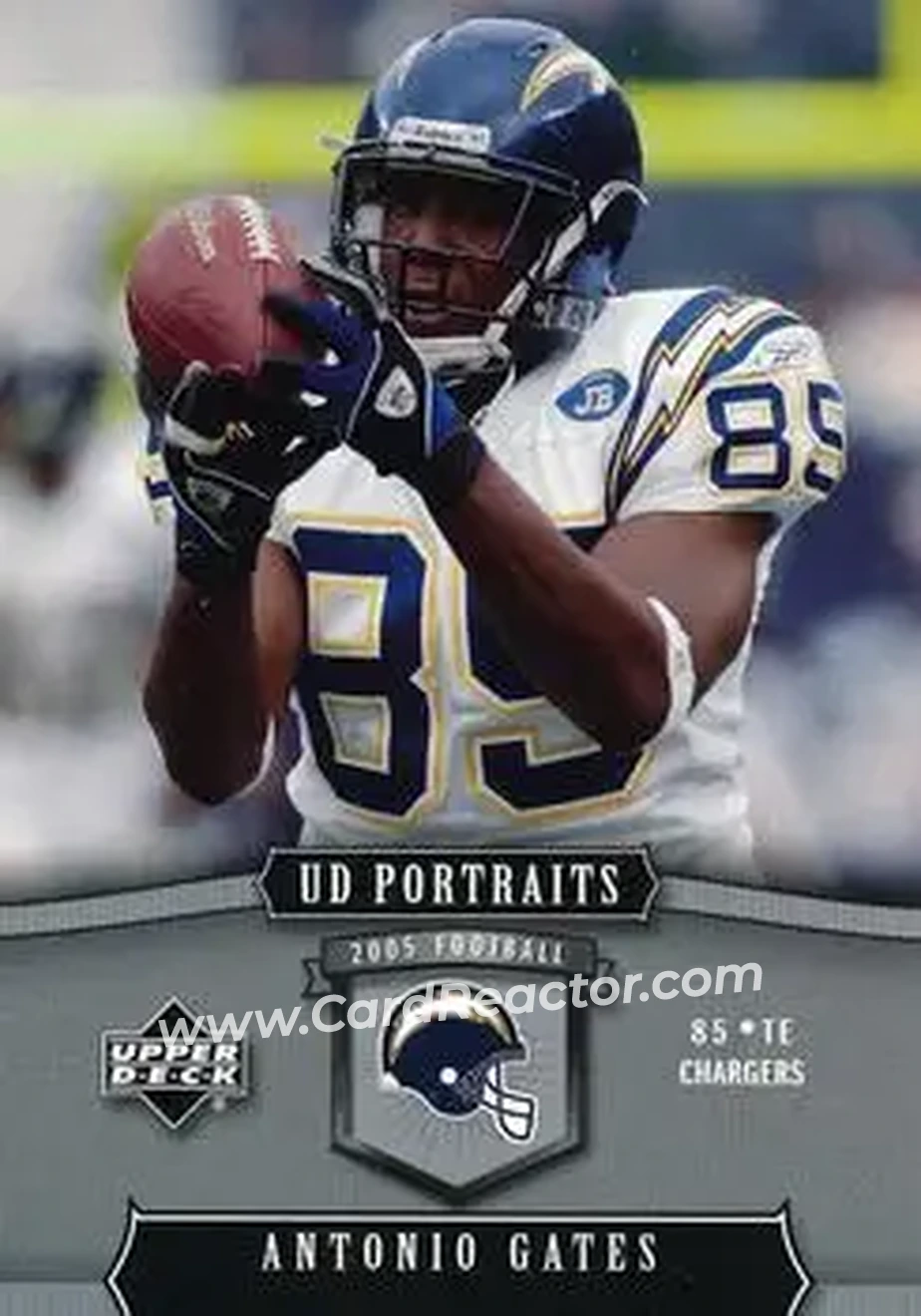 2005 Upper Deck Portraits #80 - Antonio Gates - San Diego Chargers - Front