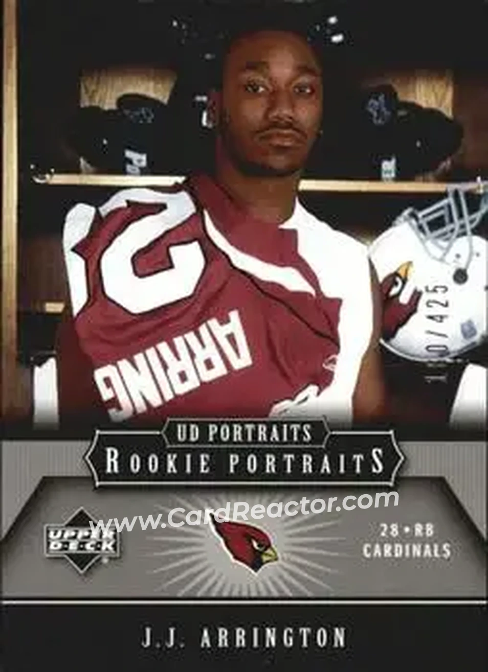 2005 Upper Deck Portraits #121 - J.J. Arrington - Arizona Cardinals - Front 2005 Upper Deck Portraits #121 - J.J. Arrington - Arizona Cardinals - Front