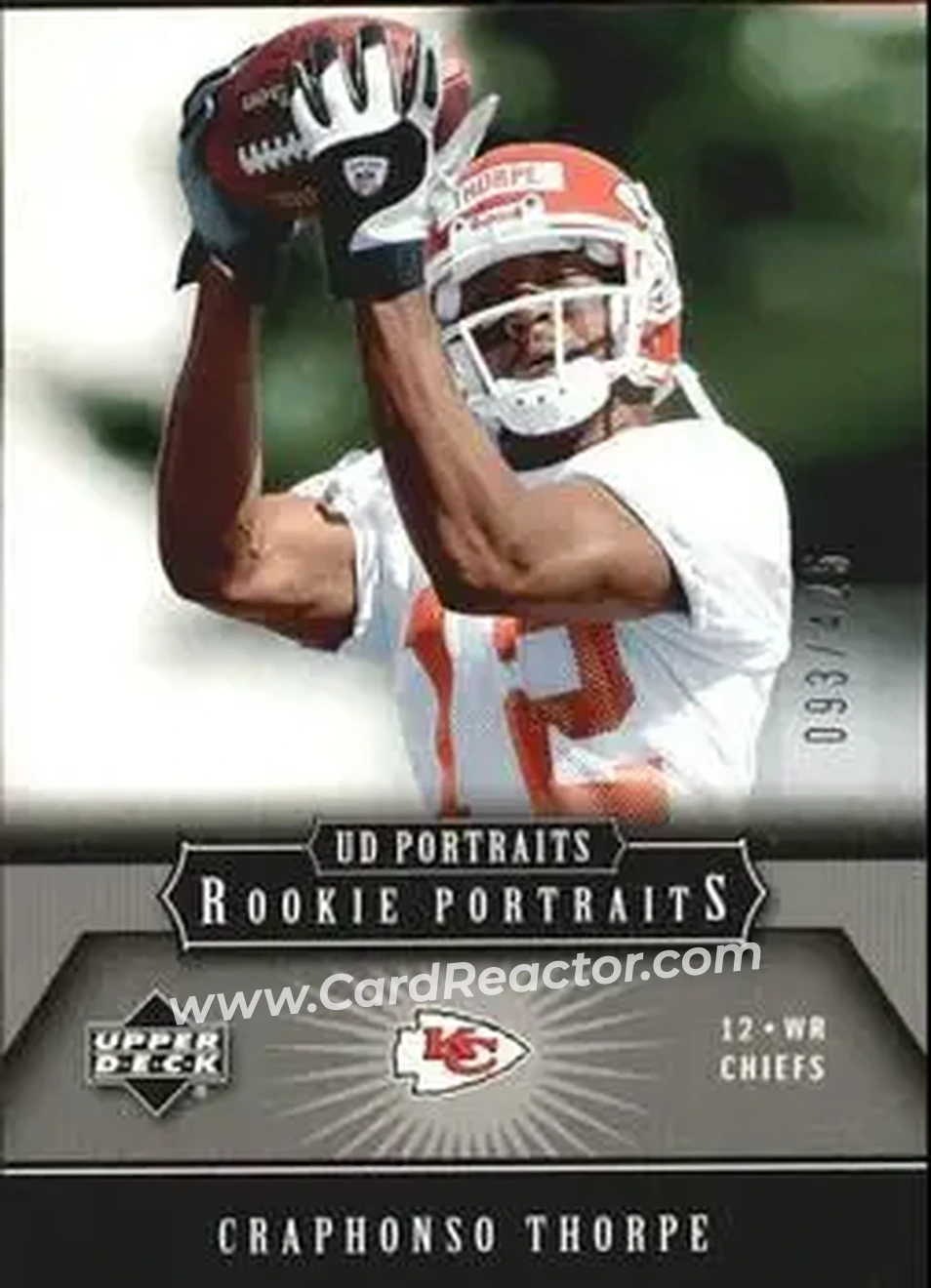 2005 Upper Deck Portraits #133 - Craphonso Thorpe - Kansas City Chiefs - Front 2005 Upper Deck Portraits #133 - Craphonso Thorpe - Kansas City Chiefs - Front