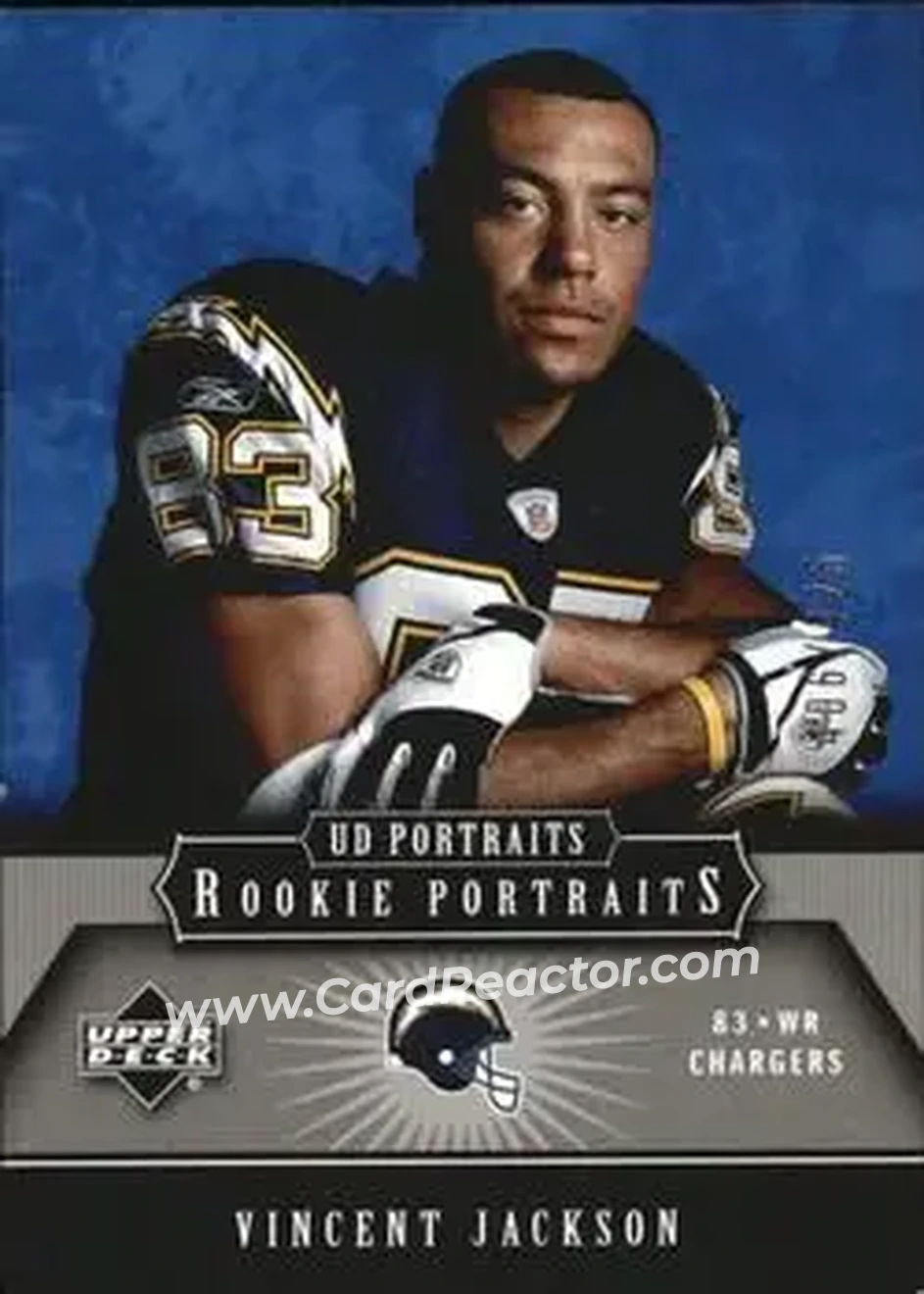 2005 Upper Deck Portraits #142 - Vincent Jackson - San Diego Chargers - Front 2005 Upper Deck Portraits #142 - Vincent Jackson - San Diego Chargers - Front