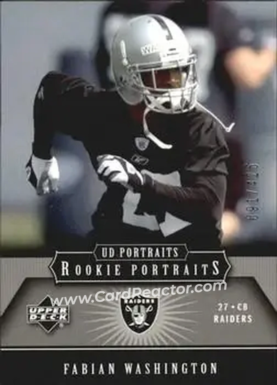2005 Upper Deck Portraits #175 - Fabian Washington - Oakland Raiders - Front 2005 Upper Deck Portraits #175 - Fabian Washington - Oakland Raiders - Front
