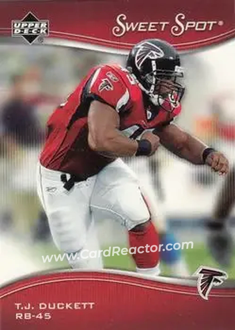 2005 Upper Deck Sweet Spot #5 - T.J. Duckett - Atlanta Falcons - Front 2005 Upper Deck Sweet Spot #5 - T.J. Duckett - Atlanta Falcons - Front