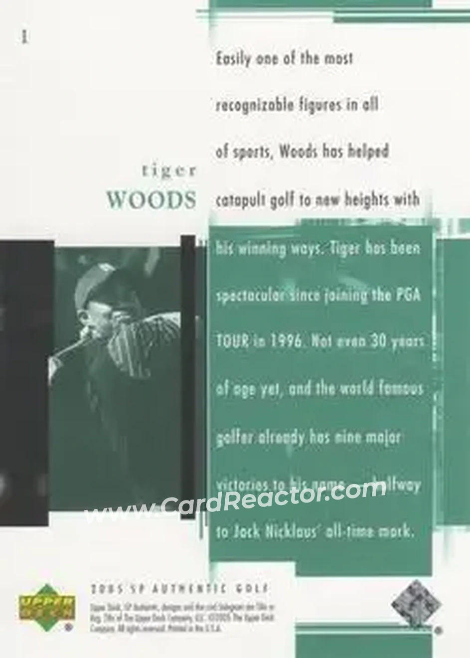 2005 SP Authentic #1 - Tiger Woods - Back