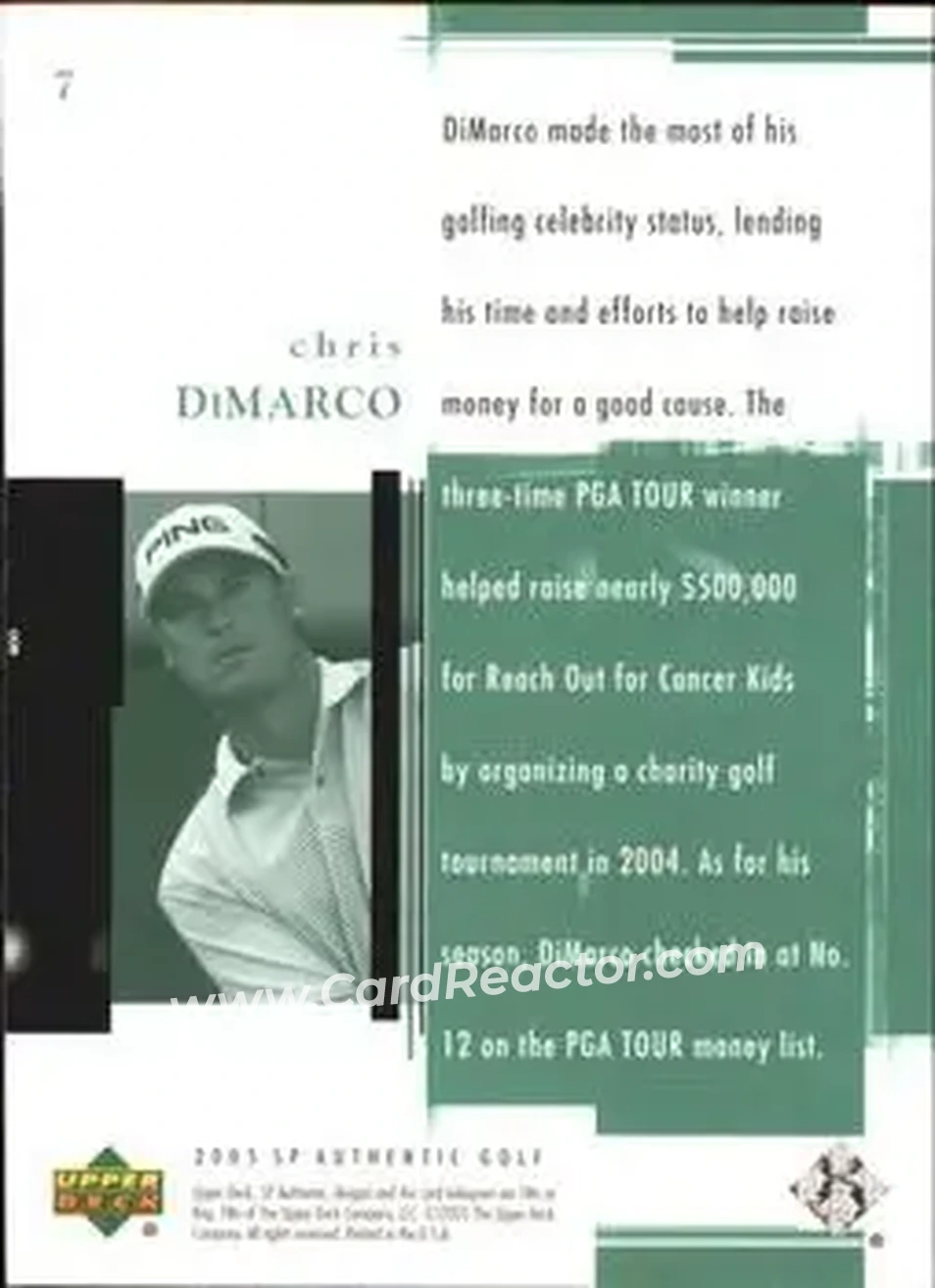 2005 SP Authentic #7 - Chris DiMarco - Back 2005 SP Authentic #7 - Chris DiMarco - Back