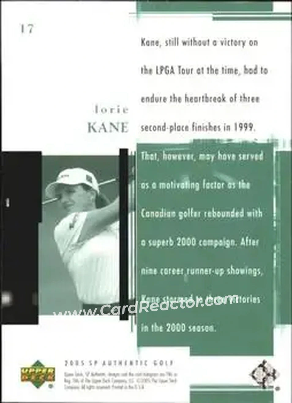 2005 SP Authentic #17 - Lorie Kane - Back