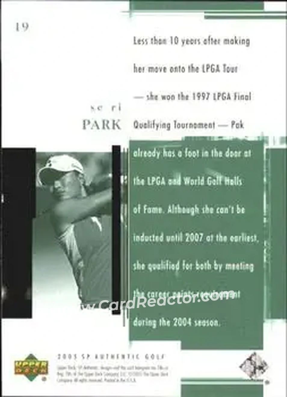 2005 SP Authentic #19 - Pak Se-ri - Back 2005 SP Authentic #19 - Pak Se-ri - Back