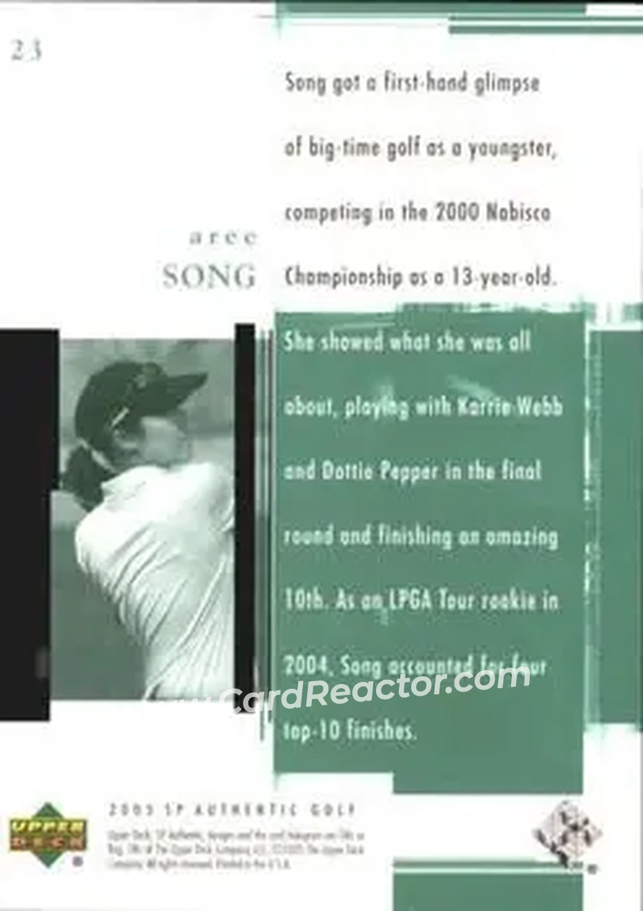 2005 SP Authentic #23 - Aree Song - Back 2005 SP Authentic #23 - Aree Song - Back