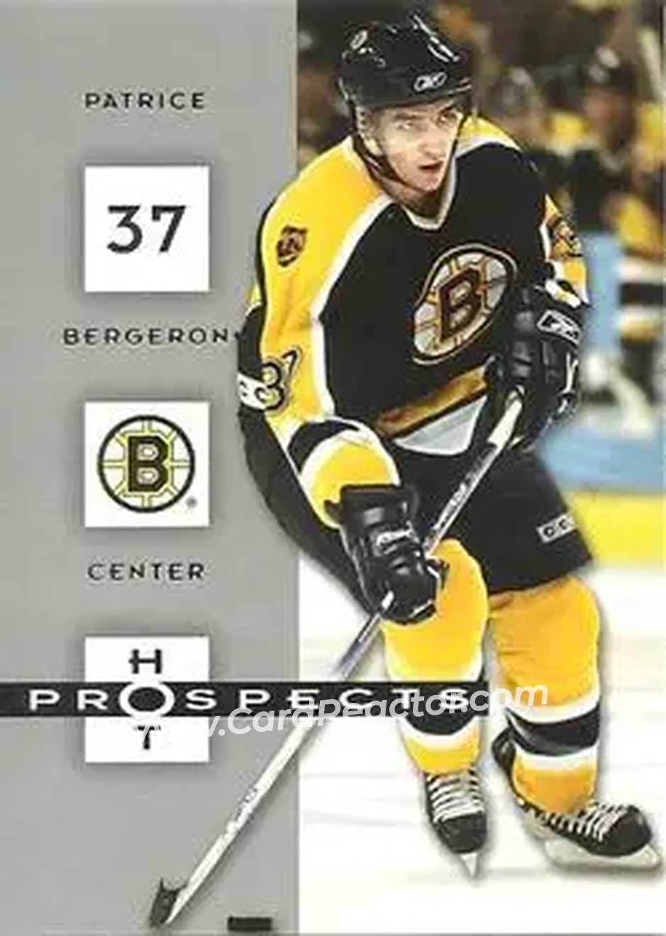 2005-06 Fleer Hot Prospects #7 - Patrice Bergeron - Boston Bruins - Front 2005-06 Fleer Hot Prospects #7 - Patrice Bergeron - Boston Bruins - Front