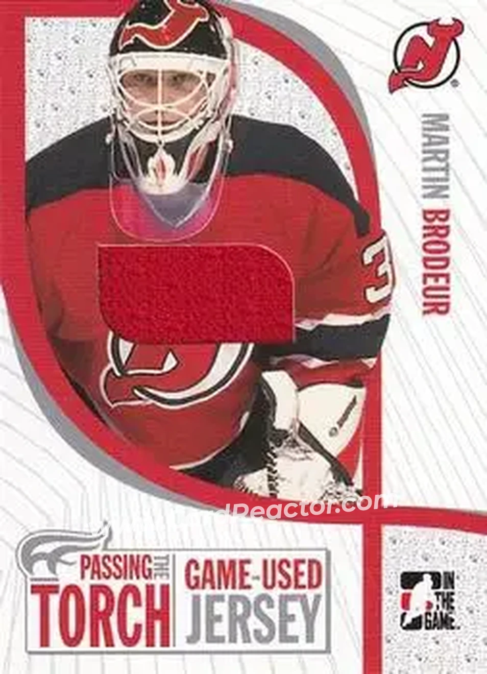 2005-06 In The Game Passing the Torch - Game-Used Memorabilia #PTT-01 - Martin Brodeur - New Jersey Devils - Front