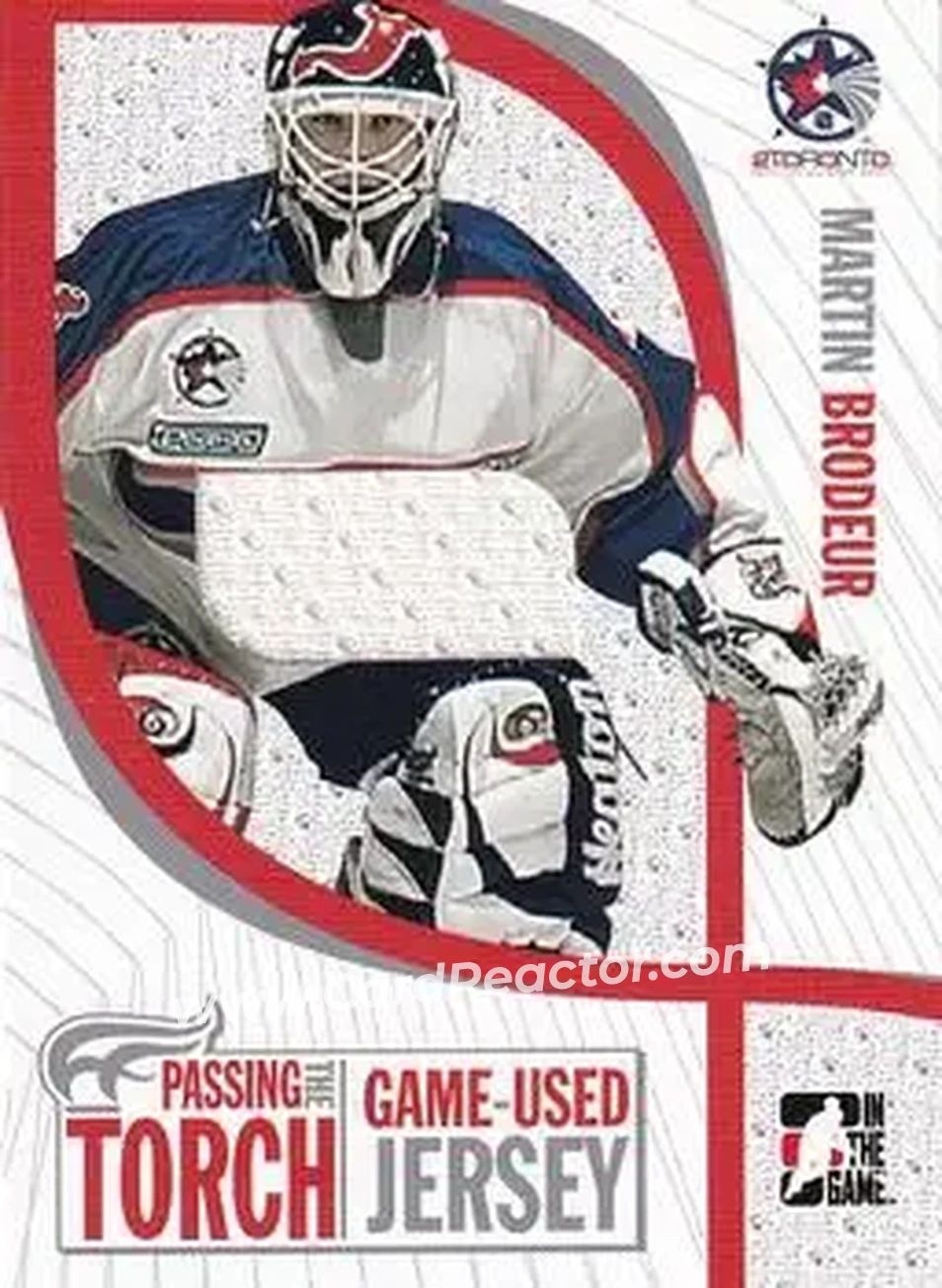 2005-06 In The Game Passing the Torch - Game-Used Memorabilia #PTT-03 - Martin Brodeur - New Jersey Devils - Front