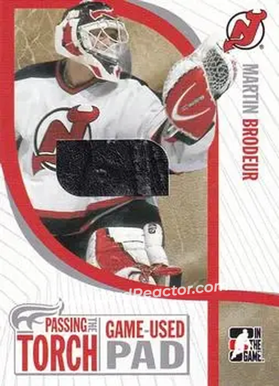 2005-06 In The Game Passing the Torch - Game-Used Memorabilia #PTT-05 - Martin Brodeur - New Jersey Devils - Front